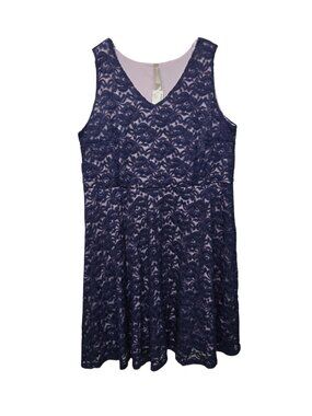 Coquette et Coquine Dress 2X Sleeveless Lace Dark Purple Fit Flare Formal NWT